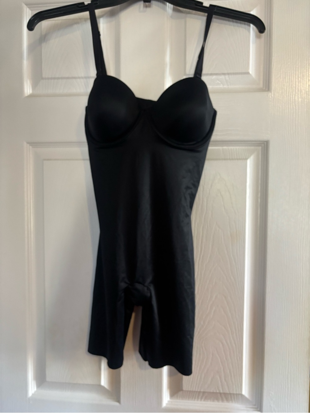 Sleek Black Shapewear Bodysuit with Built-In Cups